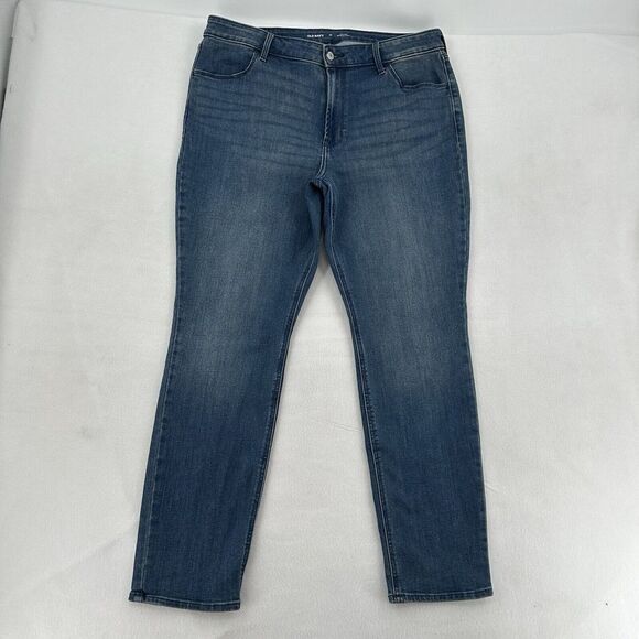 Old Navy Sz 16 High Rise Straight Leg Boyfriend Blue Jeans Stretch Curvy Casual - Picture 5 of 9